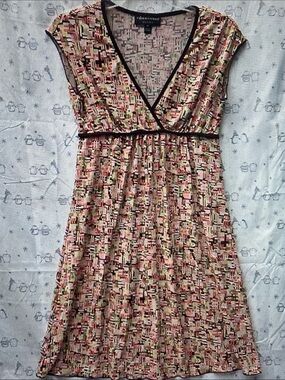 connected apparel Pink and Black Geometric Empire-Waist Mini Dress